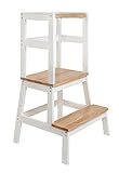 BOMI® Babystuhl aus Holz für Kinder ab dem Stehalter | Hocker zweistufig extra hoch | Trittschemel, Tritthocker für Mädchen und Jungen | Schemel mit 2 Stufen für Küche und Kinderzimmer