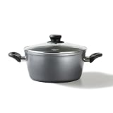 Stoneline XXL Kochtopf 28 cm, mit Deckel, Induktion, Aluguss, beschichtet mit echten Steinpartikeln, grau, beschichteter Kochtopf groß, 28cm Durchmesser, antihaftb
