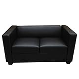 Mendler 2er Sofa Couch Loungesofa Lille - Leder, schwarz