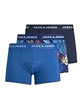 JACK&JONES Men's JACCANARY Microfiber Trunks 3 Pack Boxershorts, Moonbeam/Pack:Baltic Sea-Classic Blue, L
