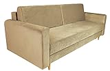 Modernes Luiza Sofa mit Schlaffunktion und Bettkasten, Couch mit Bettfunktion (Beige)