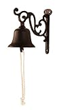 BigDean Glocke in Rost-Optik - Türglocke antik aus Gusseisen - 14,5 x 8,5 x 14 cm - Einfache Montage an der Wand - Garten Deko im Landhaus Stil - Wand-Glocke