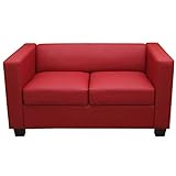 Mendler 2er Sofa Couch Loungesofa Lille - Leder, rot
