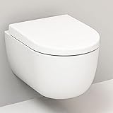 Spülrandloses Hänge Wc 49cm I Wand WC ohne Spülrand Weiß Matt I Randlose Hänge Toilette inkl. Schallschutz