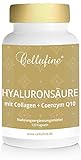 Cellufine® HyaVita Hyaluronsäure 120 Kapseln mit Collagen-Peptiden und Coenzym Q10 – hochdosiert, hochmolekular, glutenfrei – 120 Kapseln mit Hyaluronsäure I natürlich & ohne Konservierungsstoffe