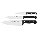 ZWILLING Twin Chef Messer-Set, 3-teilig (Spick-/Garniermesser 10 cm, Kochmesser 20 cm, Fleischmesser 16 cm), Rostfreier Spezialstahl/Kunststoff-Griff im Nietendesign, Schw
