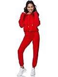 Tazzio Damen Jogginganzug Trainingsanzug Sport Freizeit Hoodie & Jogginghose F200 Rot M