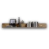 Stella Trading FUN PLUS 2 Wandboard in Eiche-Optik & Basalt Dekor - hochwertiges & vielseitig einsetzbares Wandregal - 180 x 18 x 22 cm (B/H/T)