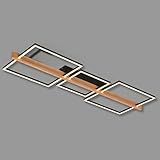 BRILONER - LED Deckenlampe mit Holzdekor, in Stufen dimmbar, warmweiße Lichtfarbe, LED Lampe, Deckenleuchte, Wohnzimmerlampe, Schlafzimmerlampe, Küchenlampe, 108x35x8 cm (LxBxH), Schwarz-H