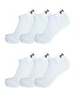 FILA® 6 Paar Socken Quarter Sneakers Unisex, 35-46 Trainer Socks, Einfarbig (43-46 (9-11 UK), Weiß)