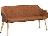 3er-Sofa Couch 145 x 61 x 80 cm Sitzbank gepolstert Skandinavisches Design modern Kunstleder Cognac Braun