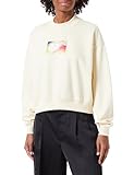Calvin Klein Jeans Damen Sweatshirt Illuminated Box Logo Crew Neck ohne Kapuze, Beige (Vanilla), XXL
