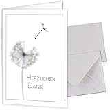 beriluDesign 25 Danksagungskarten Trauer mit Umschlag - moderne Trauerkarten würdevoll gestaltet als Klappkarten