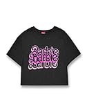 Barbie Damen Crop T-Shirt | Graues Acid Wash Triple Logo Graphic T-Shirt für Damen | Rosafarbenes Retro-Logo-Kurzarm-Retro-Mode-Oberteil Movie Merchandise Geschenk für Erwachsene