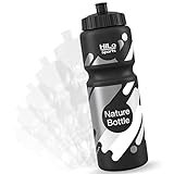 HiLo sports Fahrrad Trinkflasche 750ml - Rohstoff Zuckerrohr - Bio Based Sportflasche - BPA freie Trinkflasche für das Fahrrad - Radflasche schwarz (schwarz, weiß)