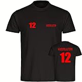 VIMAVERTRIEB® Kinder T-Shirt Kaiserslautern - Trikot 12 - Druck: rot - Shirt Jungen Mädchen Fußball Fanartikel Fanshop - Größe: 128 schwarz