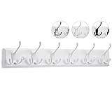 LARHN Garderobenhaken Weiß - Garderobenleiste Weiß mit 6 Haken - 59 cm - Kleiderhaken Wand - Wandgarderobe für Flure, Garderoben, Schlafzimmer und B