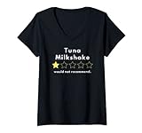 Damen Thunfisch Milkshake - ein Stern von fünf Würde nicht empfehlen. T-Shirt mit V-Ausschnitt