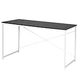 WOLTU TSB08sz Schreibtisch Computertisch Büromöbel PC Tisch Bürotisch Arbeitstisch aus Holz und Stahl, ca.120x60x70 cm, Schwarz + Weiß