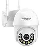 Zeetopin Überwachungskamera Aussen - WLAN IP Kamera 1080P Outdoor 4X Digitaler Zoom,20m Nachtsicht in Farbe,Bewegungserkennung,2-Wege-Audio,SD-Kartenslot,Wasserdicht,funktioniert mit Alexa