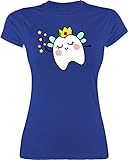 Karneval & Fasching Kostüm Outfit - Süße Zahnfee - S - Royalblau - Tshirt Zahn - L191 - Tailliertes Tshirt für Damen und Frauen T-Shirt