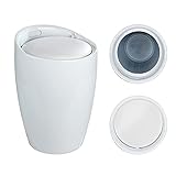 WENKO Badhocker Canaro Sitzhocker [Abnehmbares Sitzkissen] Integrierter Wäschesammler | Wäschetruhe | 20 L mit Stauraum für das Badezimmer | Weiß