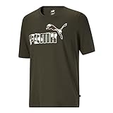 PUMA Herren T-Shirt mit Camouflage-Logo, Forest Night, Large Hoch