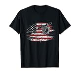 Eine Fliegenrute auf einer USA Flagge T-Shirt