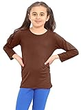 Hamishkane Mädchen Jungen Kinder Einfarbig Basic Langarm Rundhals T-Shirt Stretch Schule Tee Top, braun, 9-10 Jahre
