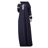 Sommerkleid Damen Lang Maxikleid Gebetskleidung für Frauen, Stickerei Maxikleider Islamische Kleidung Muslimische Abaya Muslim Kleider Damen Oversize Ramadan Robe Jilbab Kleid Elegant Abendkleid