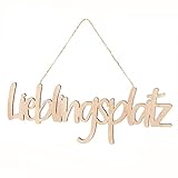 Logbuch-Verlag Holz Schriftzug LIEBLINGSPLATZ miz Schnur zum Aufhängen - 3D Text als Geschenk Deko für Türkränze Wanddeko naturfarben