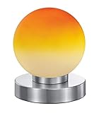 Reality Leuchten Tischleuchte Prinz R5400-18, Metall Nickel matt, Glas orange, E14 exklusive, 4-fach Touch Dimmer