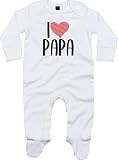 Kleckerliese Baby Body Schlafanzug Strampler Langarm Junge Mädchen I Love Papa, White 0-3 M