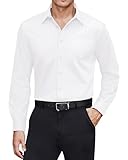 J.VER Hemd Herren Bügelfrei Stretch Businesshemden Langarm Regular Fit Hochzeit Oberteile Ehemann Büro Anzughemd,Weiß,XL
