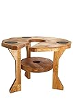 Kaya Shisha Tisch aus Eichenholz für Wasserpfeifen mit verstellbarer Ebene (Ø 58cm)
