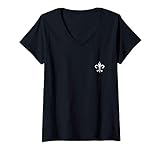 Damen Lilie, Fleur de Lys, Fleur de lis, Heraldik, Frankreich, T-Shirt mit V-Ausschnitt