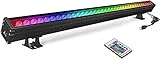 RSN LED-Wandfluterleuchte, 108WRGB-Farbwechsel mit RF-Fernbedienung, 3,28 Fuß /39,4 Zoll Länge, LED-RGB-Balkenbeleuchtung für die Dekoration Weihnachten von Innen- und Außenbereichen (Schwarz)