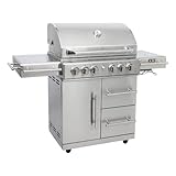 Mayer Barbecue ZUNDA Gasgrill MGG-442 Master mit Backburner Grillwagen, 4 Hauptbrenner, 1 Backburner, 1 Seitenbrenner, Edelstahl, Grillfläche 70 x 45