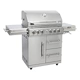 Mayer Barbecue ZUNDA Gasgrill MGG-442 Master mit Backburner Grillwagen, 4 Hauptbrenner, 1 Backburner, 1 Seitenbrenner, Edelstahl, Grillfläche 70 x 45 cm