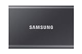 Samsung Portable SSD T7 (MU-PC2T0T/WW), 2 TB, USB 3.2 Gen.2, 1.050 MB/s Lesen, 1.000 MB/s Schreiben, externe Festplatte für Mac, PC, Smartphone und Spielekonsole, Grau