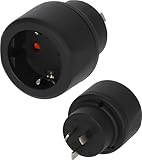 Brennenstuhl Reisestecker/Reiseadapter (Reise-Steckdosenadapter zum Anschluss elektrischer Geräte mit Schutzkontakt Stecksystem in Ländern mit australischem/chinesischem Stecksystem) schw