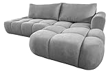 Ecksofa mit Schlaffunktion MILANO L-Form, Sofa Couch mit Bettkasten, 3-Sitzer Eckcouch, Schlafsofa für Wohnzimmer, Big Sofa Couch mit Schlaffunktion (Hellgrau, Ottomane Rechts)