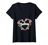 Destiny Blumen Herz Personalisierte Name Destiny T-Shirt mit V-Ausschnitt
