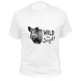 Jäger T-Shirt Wildschwein Wild Auf Jagd (20239, weiß, 3XL)