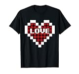 Valentinstag Buffalo Plaid Cursive Love Heart Valentine T-Shirt