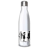 Trinkflasche / Wasserflasche aus Aluminium – Edelstahl (Thermoskanne 24 Stunden), wiederverwendbar, 330 ml bis 750 ml, Basketball City (Edelstahl, Thermosflasche, runder Verschluss), 500 ml