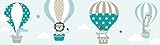 lovely label Bordüre selbstklebend HEISSLUFTBALLON MINT TAUPE - Wandbordüre Kinderzimmer Babyzimmer mit fliegenden Tieren - Wandtattoo Schlafzimmer Mädchen & Junge – Wanddeko Baby Kinder