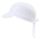 Arcweg Bandana Cap Kopftuch Mit Schirm Atmungsaktiv Pirat Kappe UV Schutz Verstellbar Bikertuch Radsport Mützen Schnelltrockned Weiß