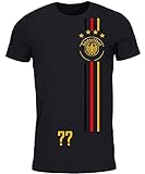 myfashionist T-Shirt Fußball Trikot WM/EM Deutschland Trikot mit Streifen in Verschiedene Grössen für Jungen Mädchen und Erwachsene mit Wunschname UND Wunschnummer (Schwarz, 152/164)