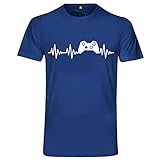 Herzschlag Controller T-Shirt | EKG | Zocken | Konsole | Gaming | Streaming Blau XL